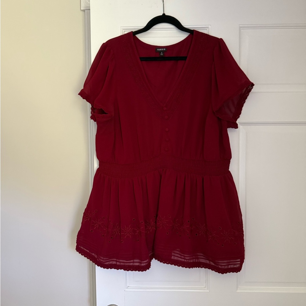 Torrid Embroidered Peplum Blouse